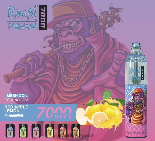 RandM Tornado 7000 airflow control vape zařízení 1ks červené jablko citron tornado vape praha - 0244R179