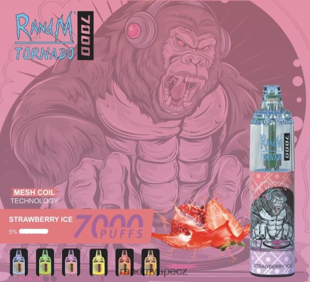 RandM Tornado 7000 airflow control vape zařízení 1ks jahodový led RandM tornado CZ - 0244R183