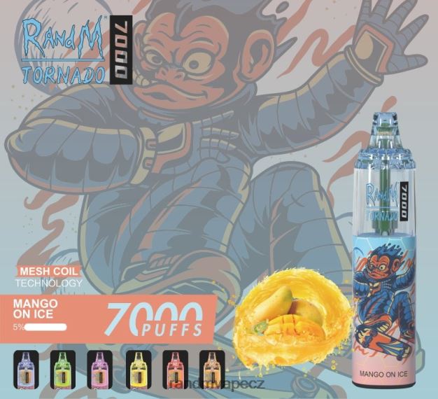 RandM Tornado 7000 airflow control vape zařízení 1ks mango na ledu RandM vape Czech Republic - 0244R170