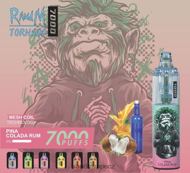 RandM Tornado 7000 airflow control vape zařízení 1ks rum pina colada RandM vape website - 0244R175