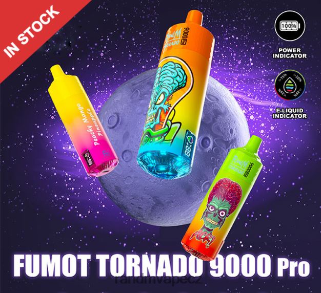 Fumot RandM Tornado 9000 pro vape zařízení s baterií a displejem ejuice verze 2 borůvka třešeň brusinka RandM vape praha - 0244R204